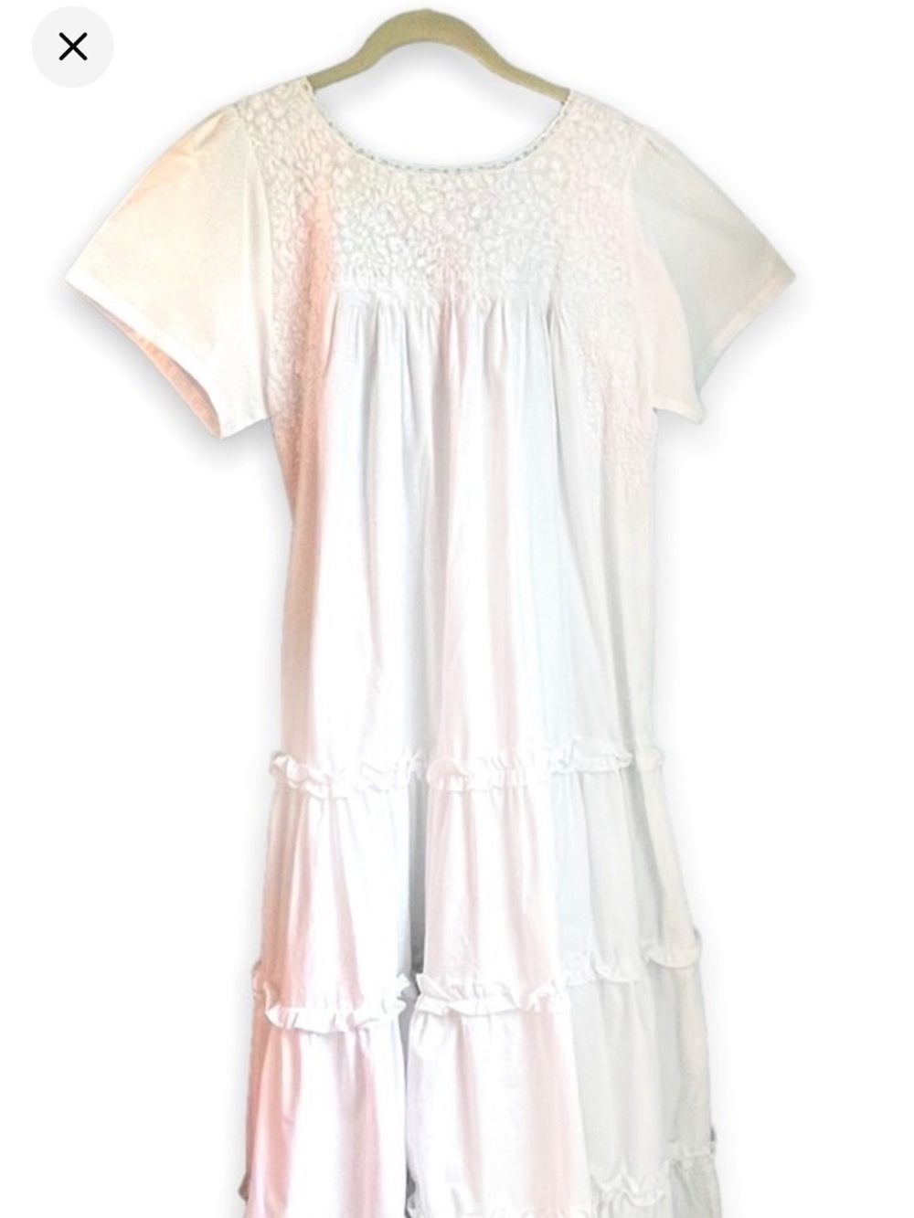 Mi Golondrina Marisol Dress Midi Maxi White Ruffle Tiers Embroidery  Medium